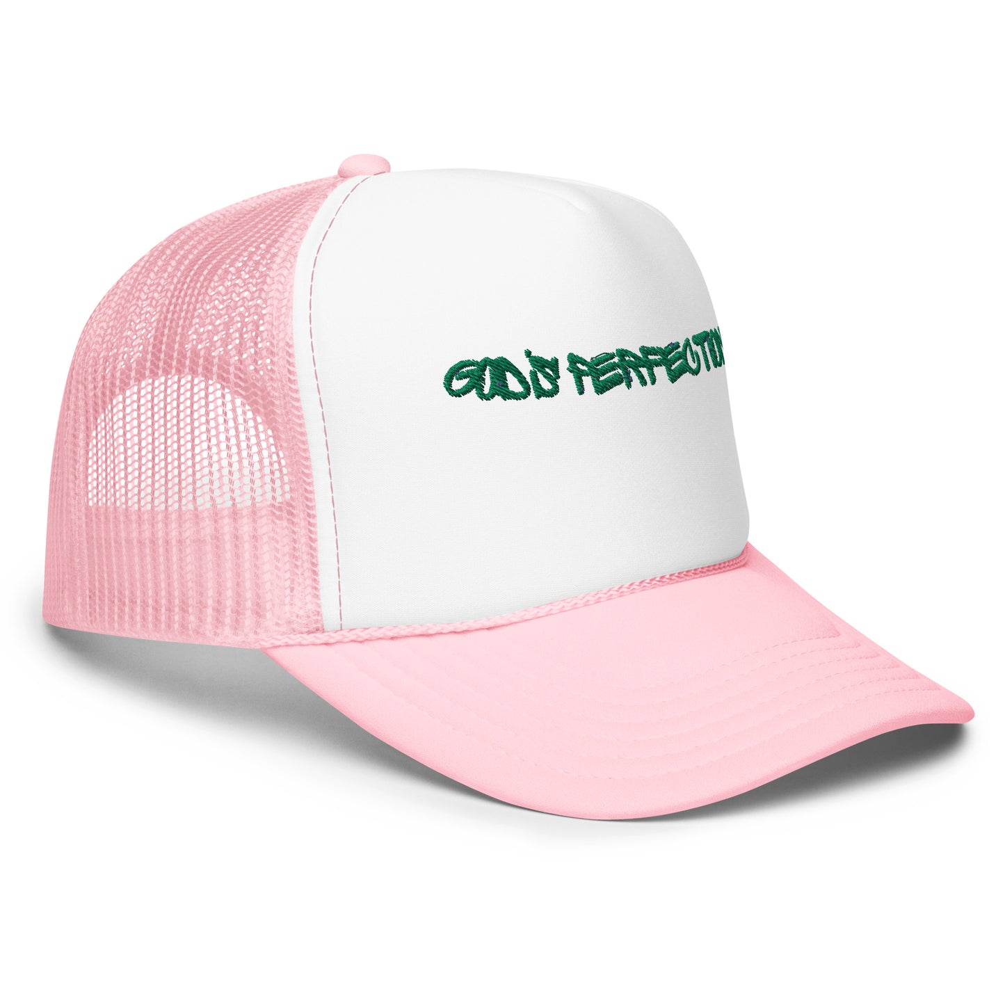 God's Perfection Pink Foam Trucker Hat